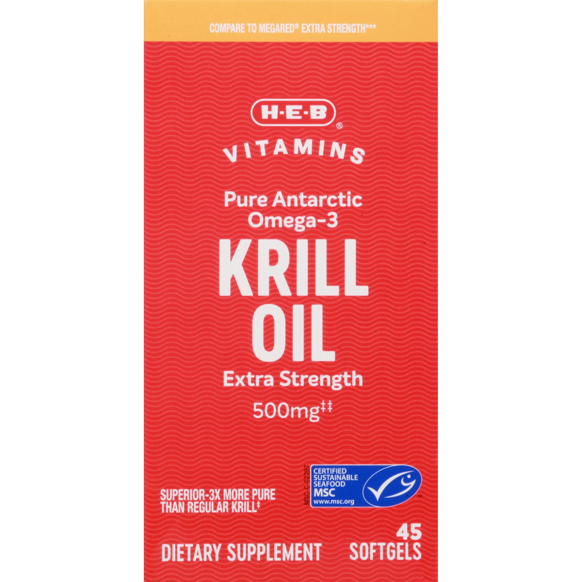 slide 1 of 1, H-E-B Krill Oil 500 mg Extra Strength Softgels, 45 ct