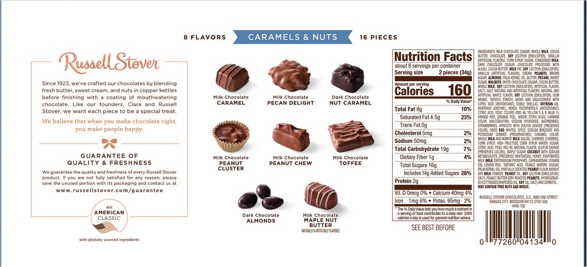 slide 6 of 12, RUSSELL STOVER Christmas Caramels & Nuts in Milk & Dark Chocolate Gift Box, 9.4 oz. (16 pieces), 16 ct