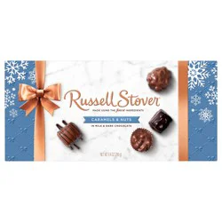 RUSSELL STOVER Christmas Caramels & Nuts in Milk & Dark Chocolate Gift Box, 9.4 oz. (16 pieces)