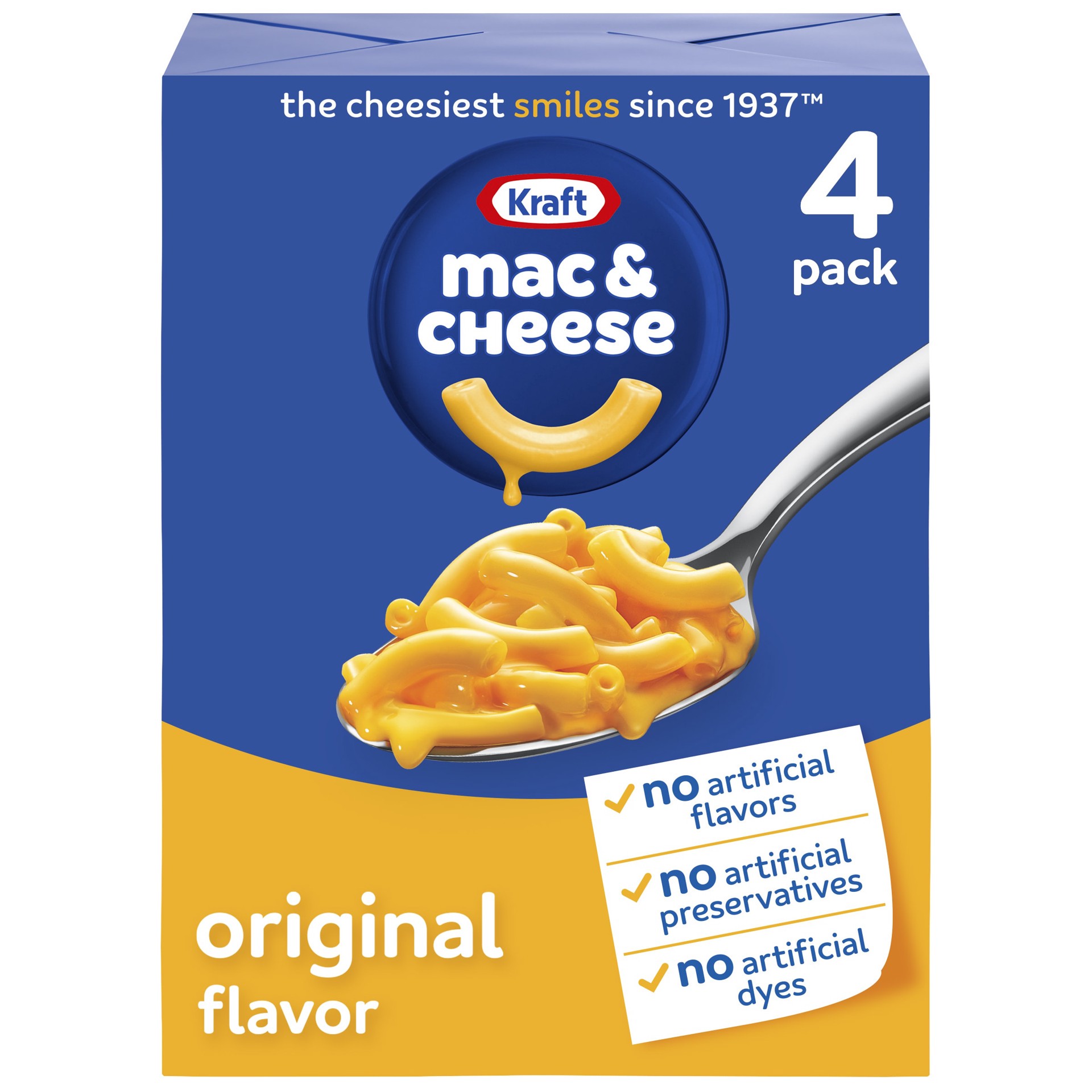 slide 1 of 5, Kraft Original Mac & Cheese Macaroni and Cheese Dinner, 4 ct Pack, 7.25 oz Boxes, 29 oz
