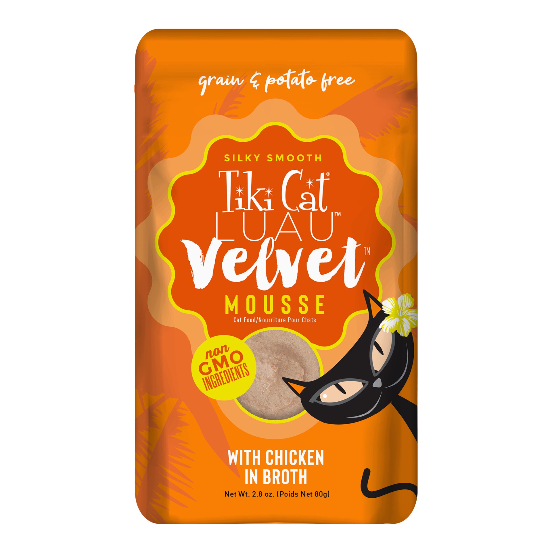 slide 1 of 10, Tiki Cat Luau Velvet Mousse Wet Cat Food, Chicken, 2.8 oz. Pouch, 2.8 oz