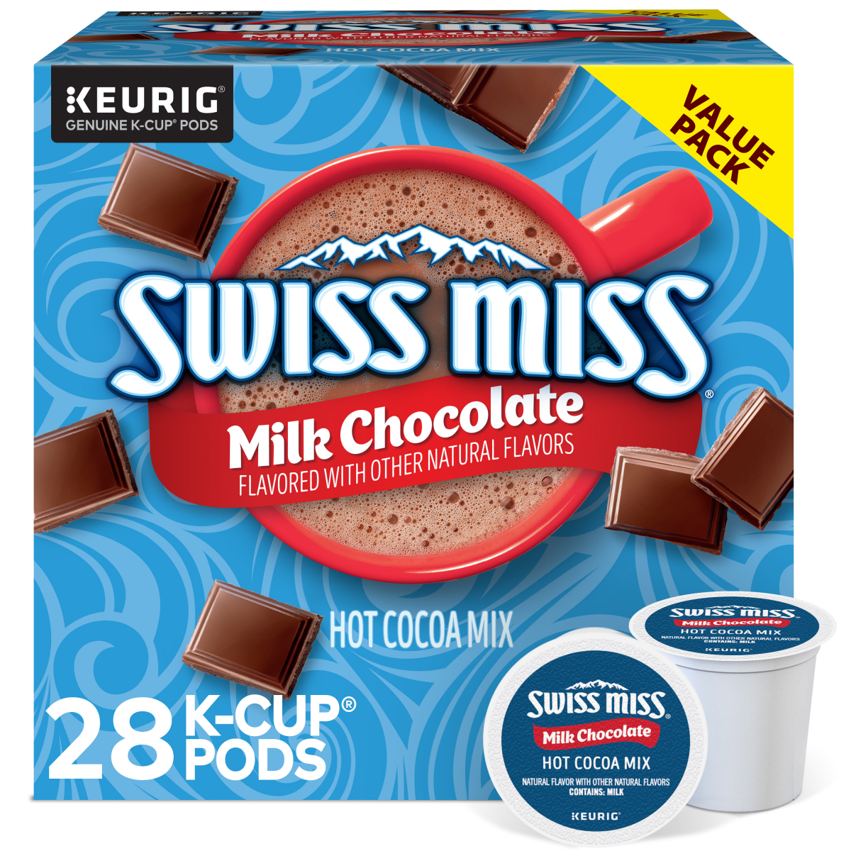 slide 1 of 1, Swiss Miss Milk Chocolate Hot Cocoa K-Cup Pods Value Pack - 28 ct, 28 ct