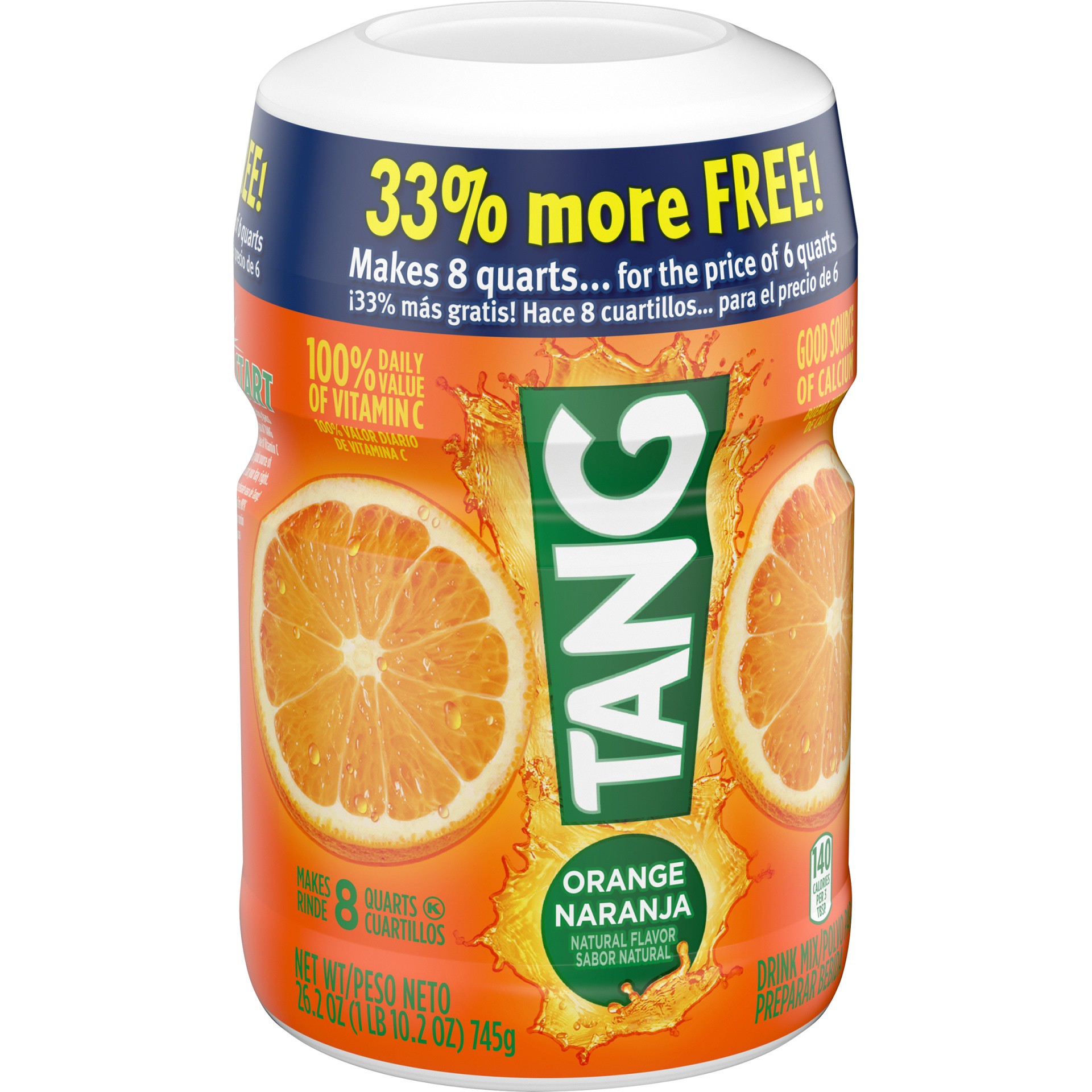 slide 2 of 6, Tang Orange Naturally Flavored Powdered Soft Drink Mix, 8 qt