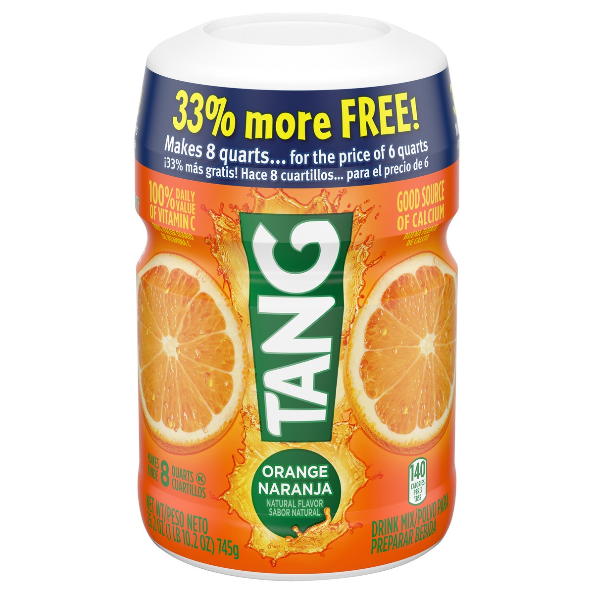 slide 1 of 6, Tang Orange Naturally Flavored Powdered Soft Drink Mix, 8 qt
