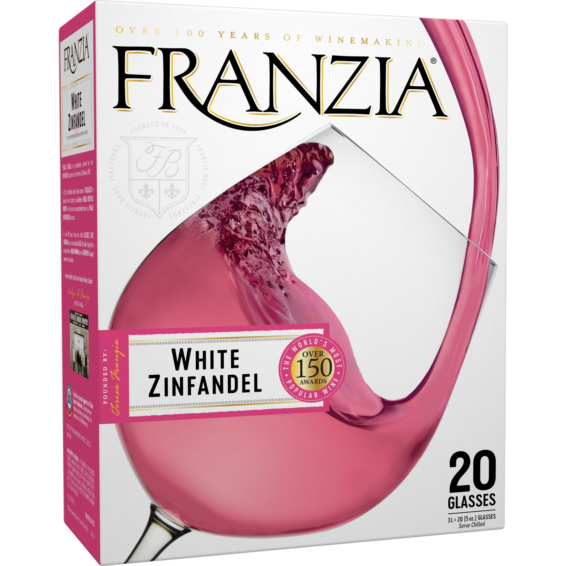 slide 1 of 8, Franzia White Zinfandel, 101.44 fl. oz