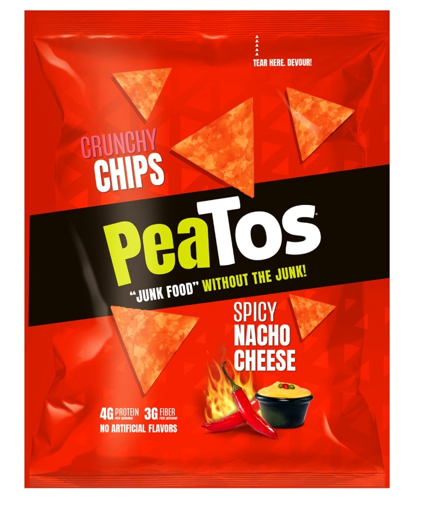 slide 1 of 1, Peatos Spicy Nacho Cheese Crunchy Chips, 4.5 oz