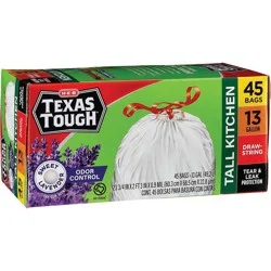 H-E-B Texas Tough Tall Kitchen Drawstring Trash Bags, 13 Gallon - Lavender Scent
