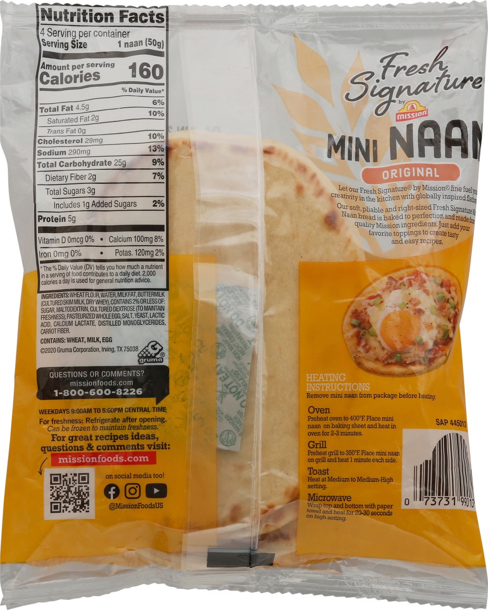 slide 7 of 9, Mission Fresh Signature Original Mini Naan Bread, 4 Count, 4 ct