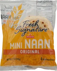 Mission Fresh Signature Mini Original Naan Breads, 4 Count