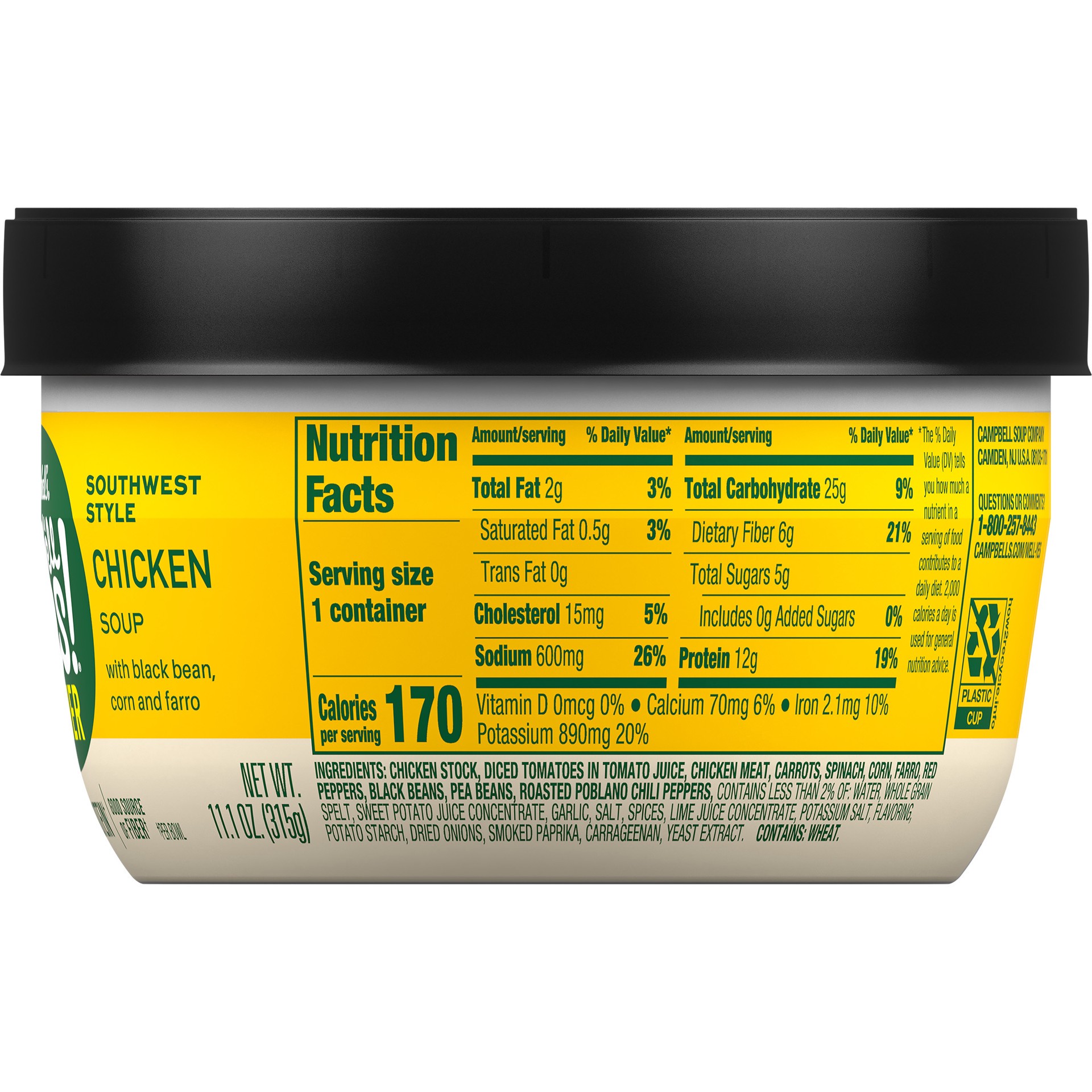 slide 4 of 5, Campbell's Well Yes! Power Soup Bowl Southwest Style Chicken Soup, 11.1 Oz Microwavable Bowl, 11.1 oz