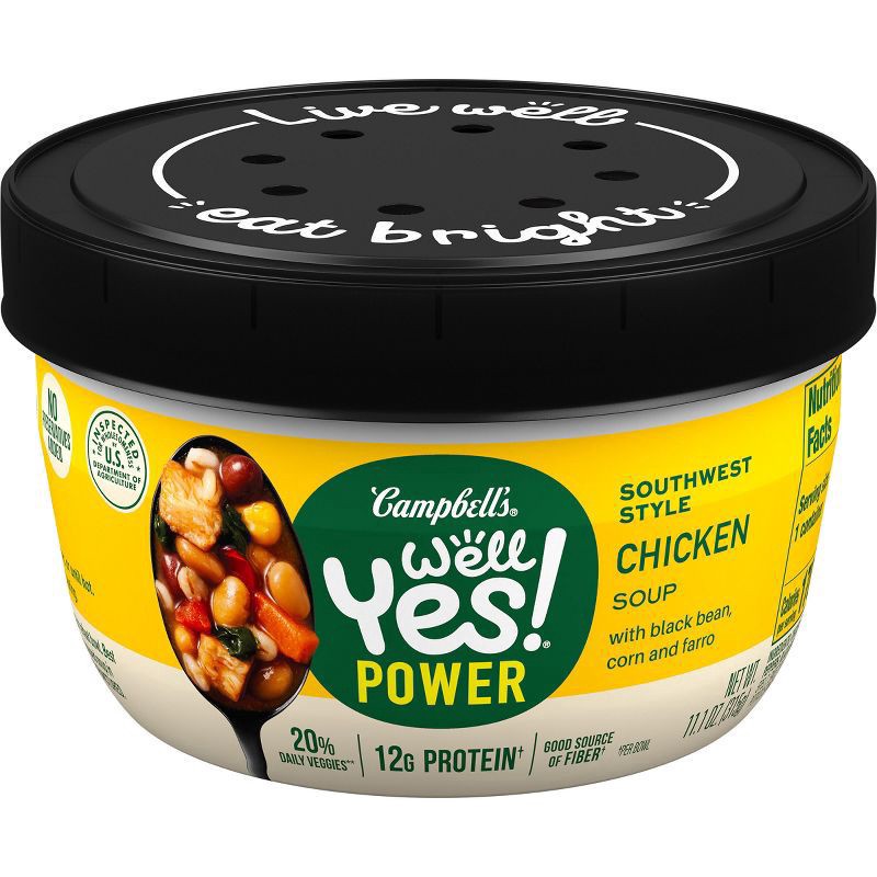 slide 1 of 5, Campbell's Well Yes! Power Soup Bowl Southwest Style Chicken Soup, 11.1 Oz Microwavable Bowl, 11.1 oz