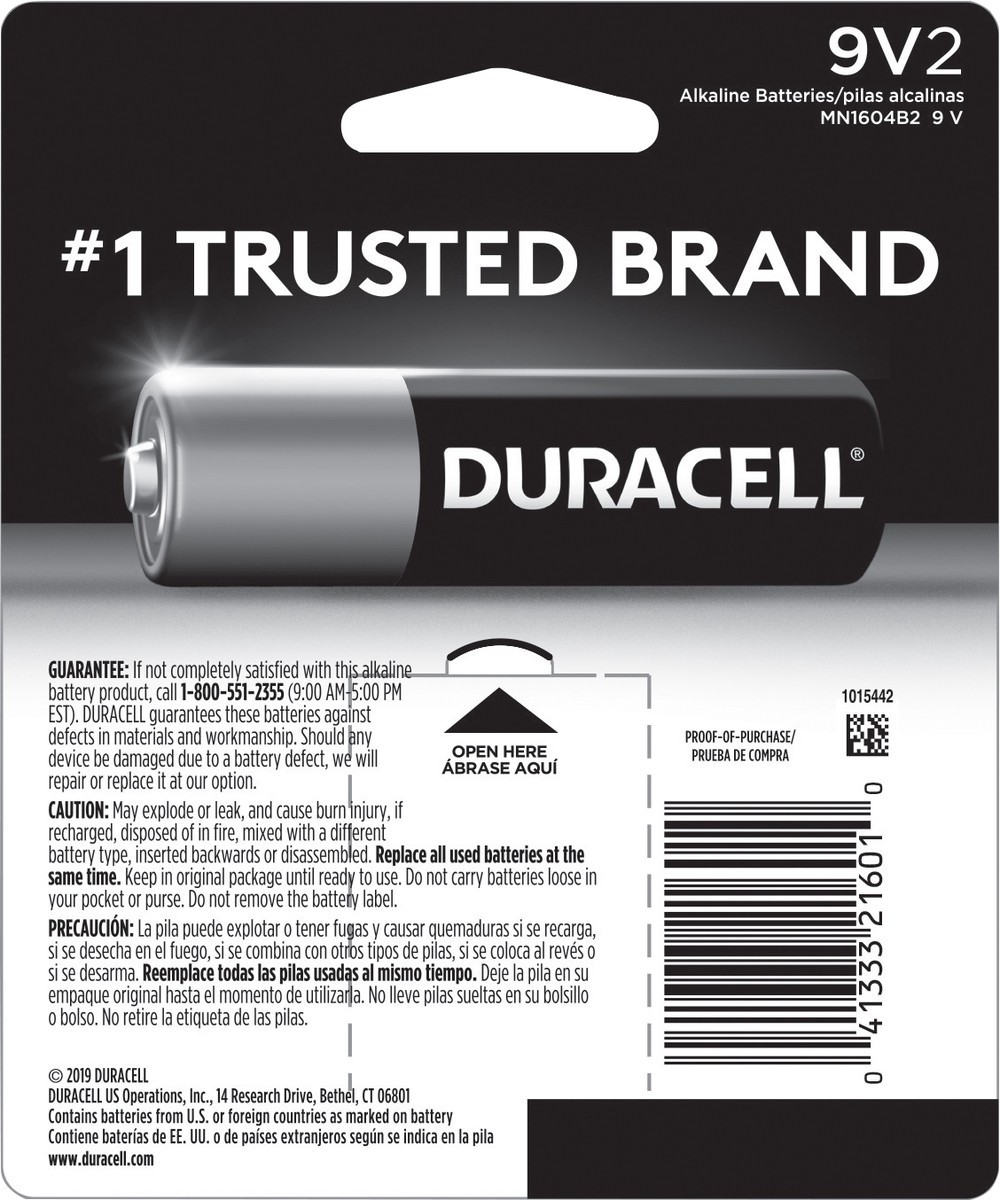 slide 5 of 6, Duracell Duracel 9Volt Battery, 2 pk
