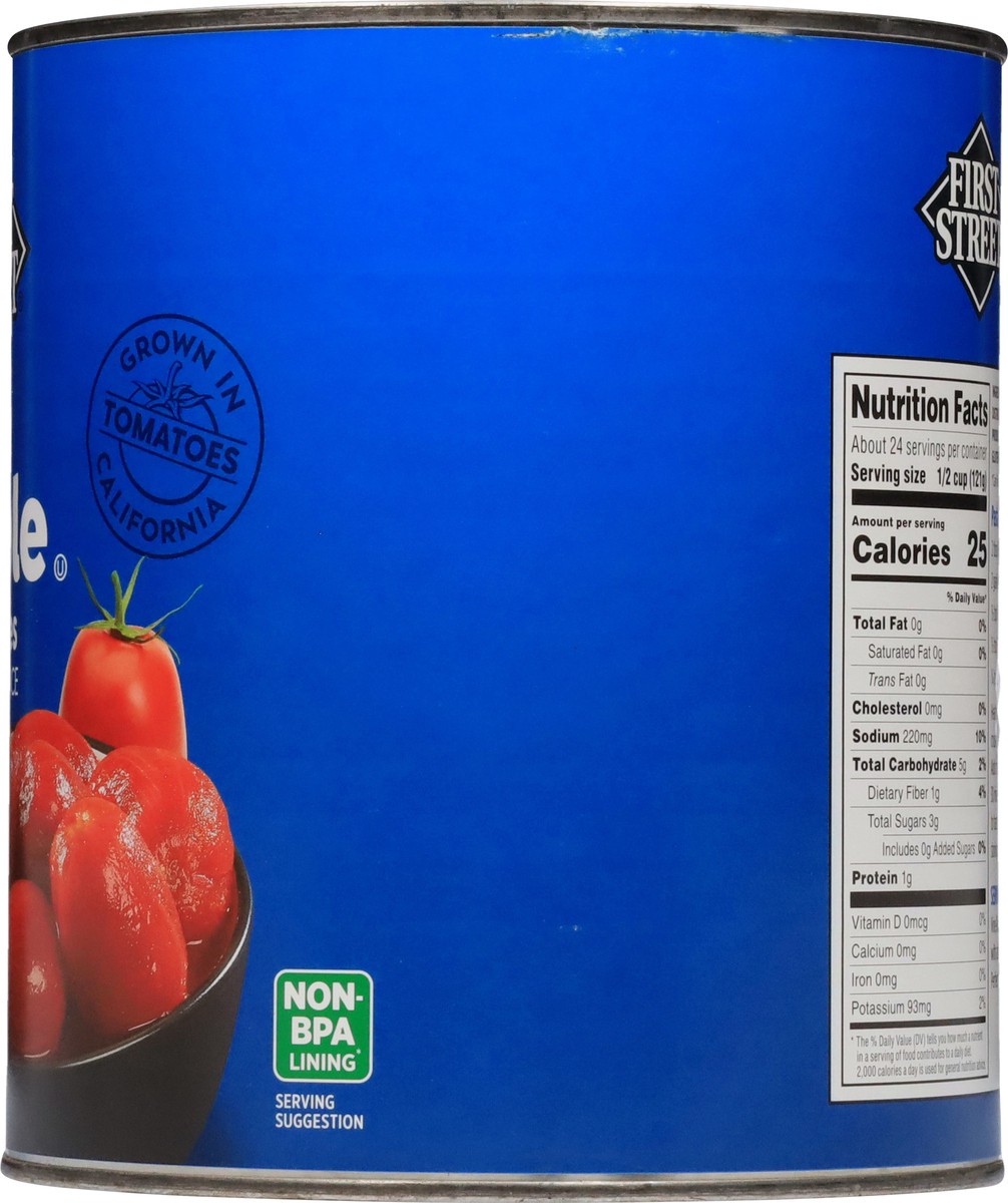 slide 5 of 15, Cb02 First Street Whole Peeled Tomatoes, 102 oz