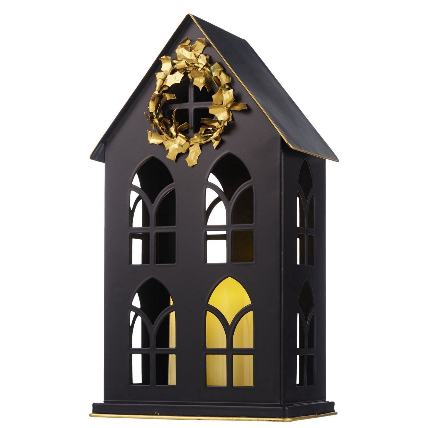 slide 4 of 4, Merry Brite Metal House With Led Candle, 8.9 In, 1 ct