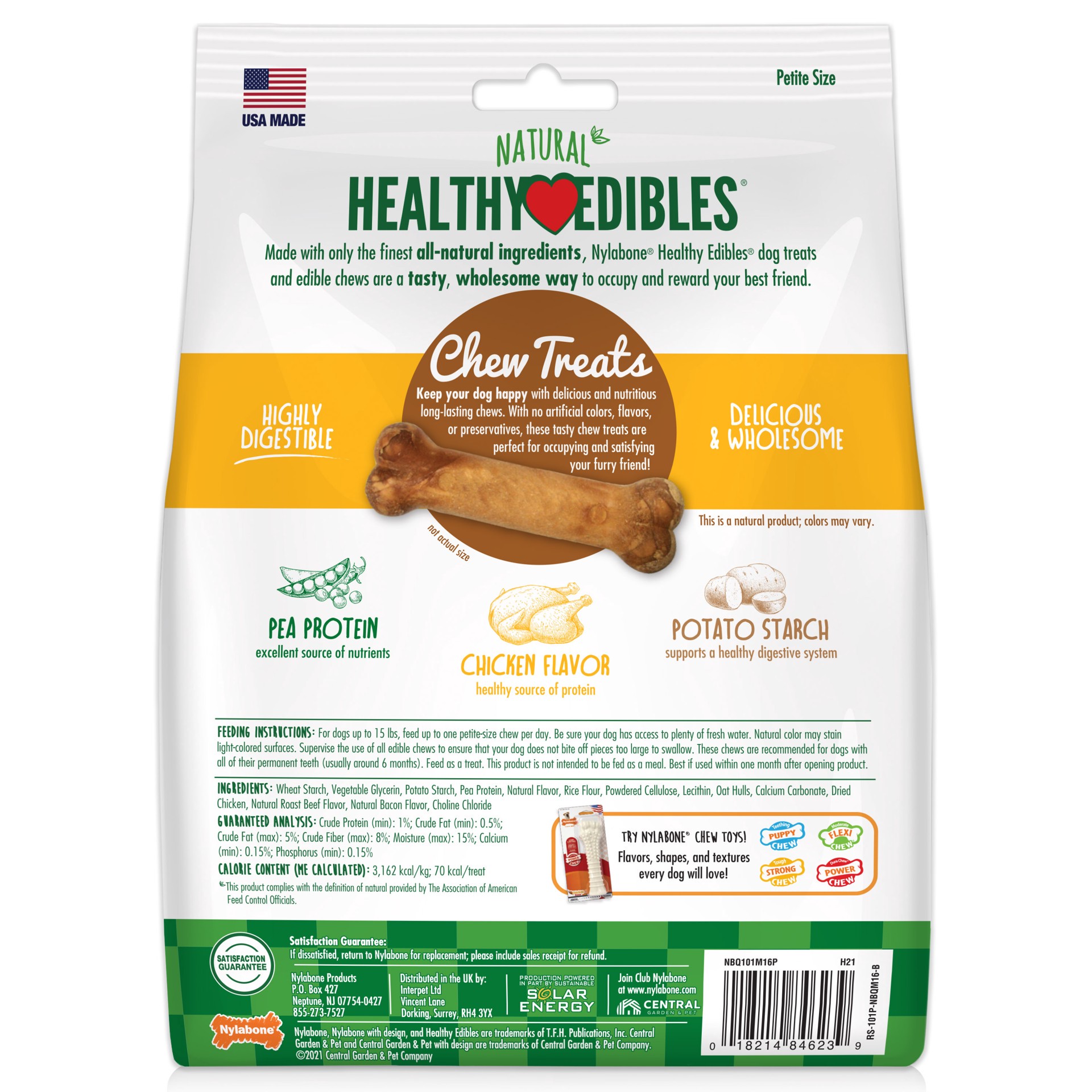 slide 8 of 10, Nylabone Healthy Edibles All-Natural Long Lasting Chicken Dog Chew Treats X-Small/Petite - Up to 15 lbs.(16 Count), 12.4 oz