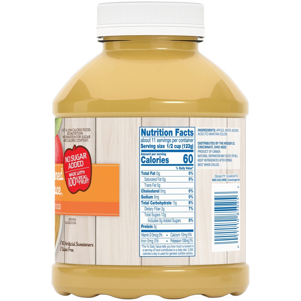 slide 2 of 3, Kroger Unsweetened Fat Free Applesauce, 46 oz