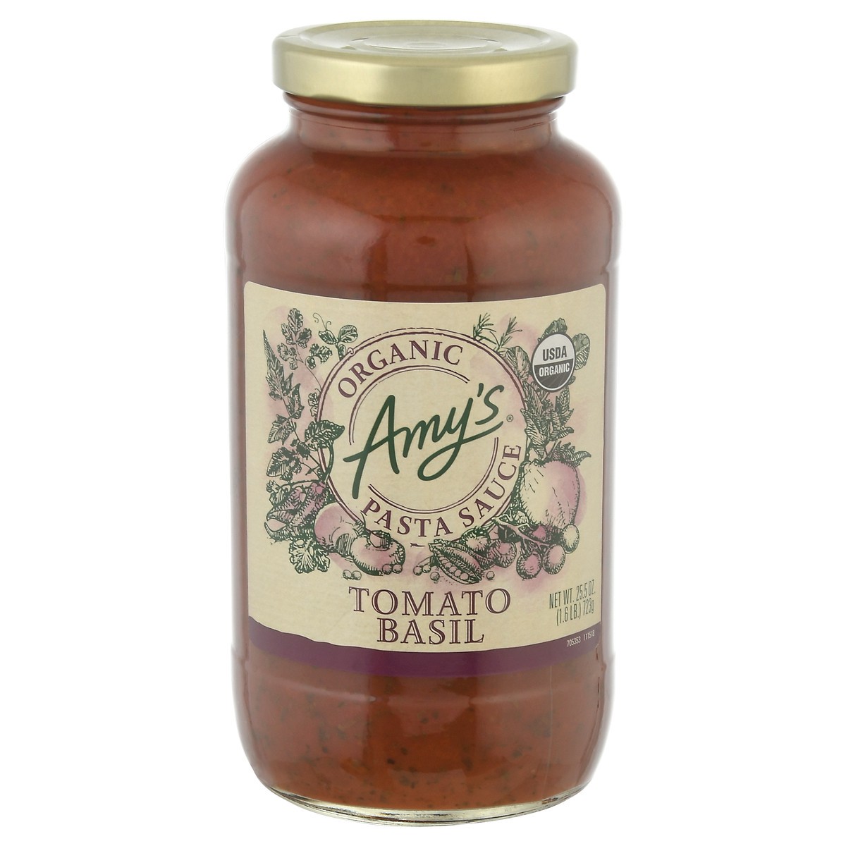 slide 1 of 12, Amy's Amys Organic Pasta Sauce Tomato Basil, 25.5 oz