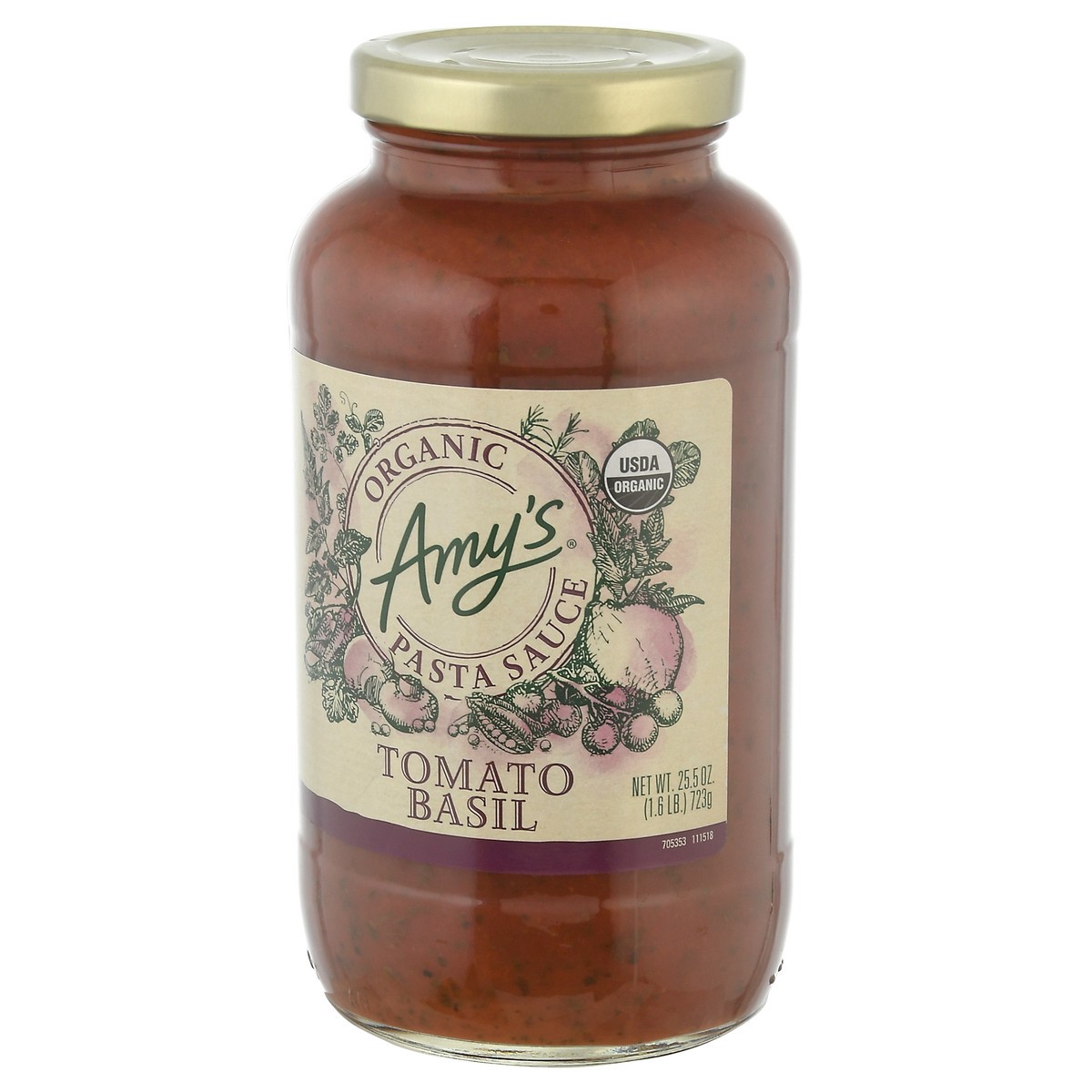 slide 3 of 12, Amy's Amys Organic Pasta Sauce Tomato Basil, 25.5 oz