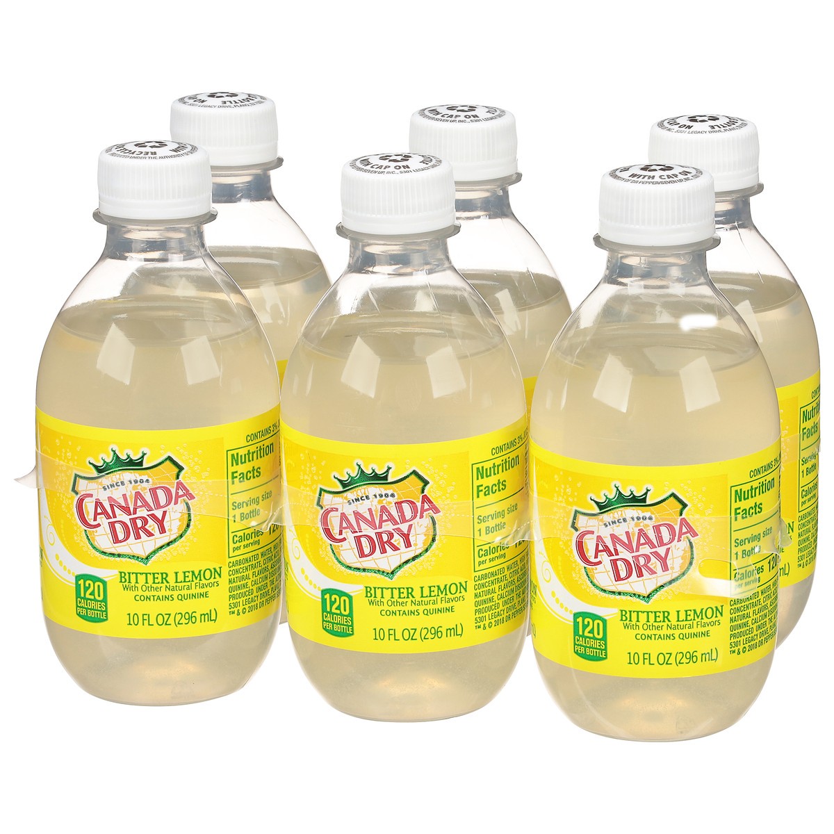 slide 9 of 9, Canada Dry Bitter Lemon Soda, 10 fl oz plastic bottles, 6 pack, 10 oz