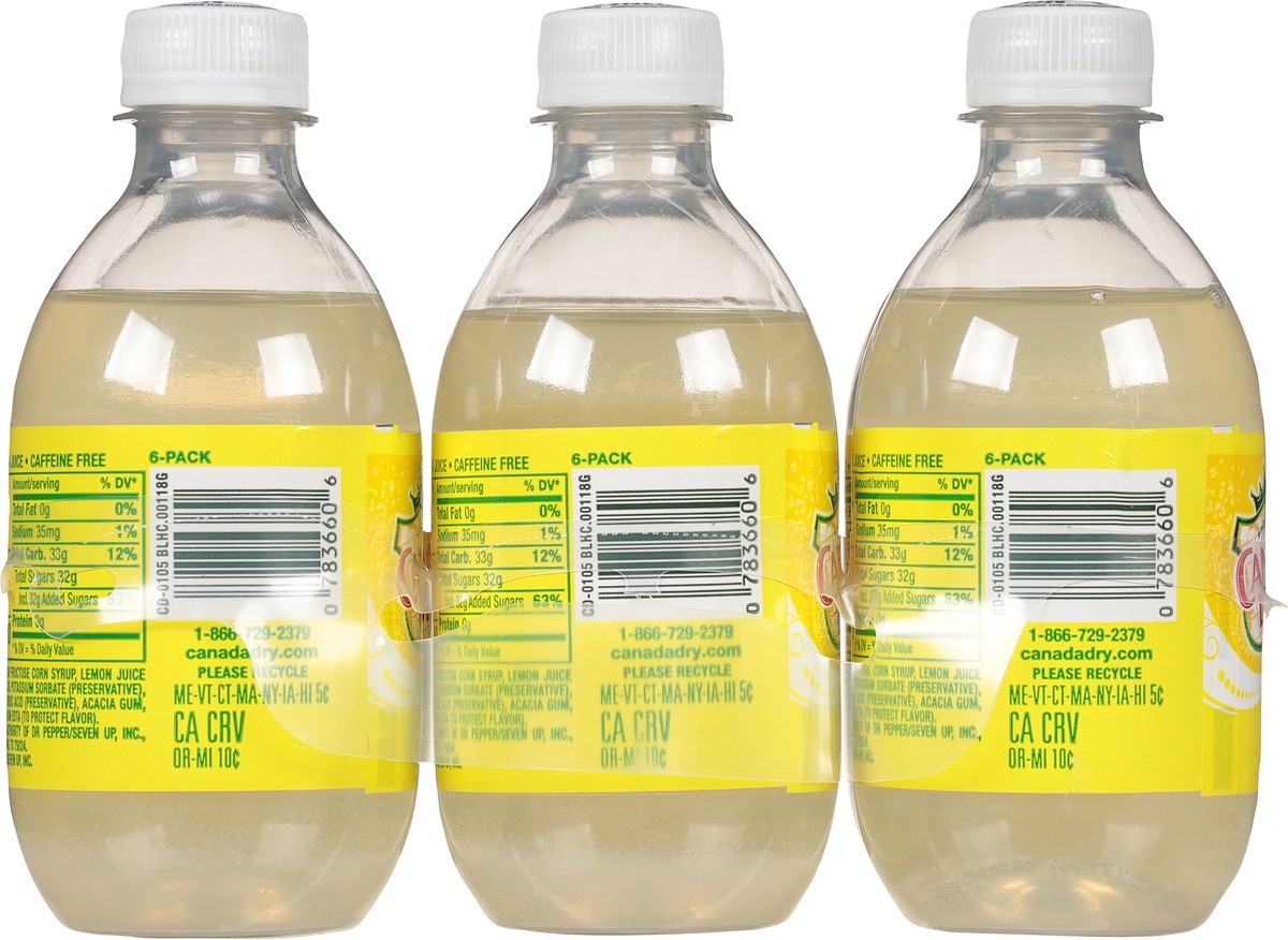 slide 5 of 9, Canada Dry Bitter Lemon Soda, 10 fl oz plastic bottles, 6 pack, 10 oz