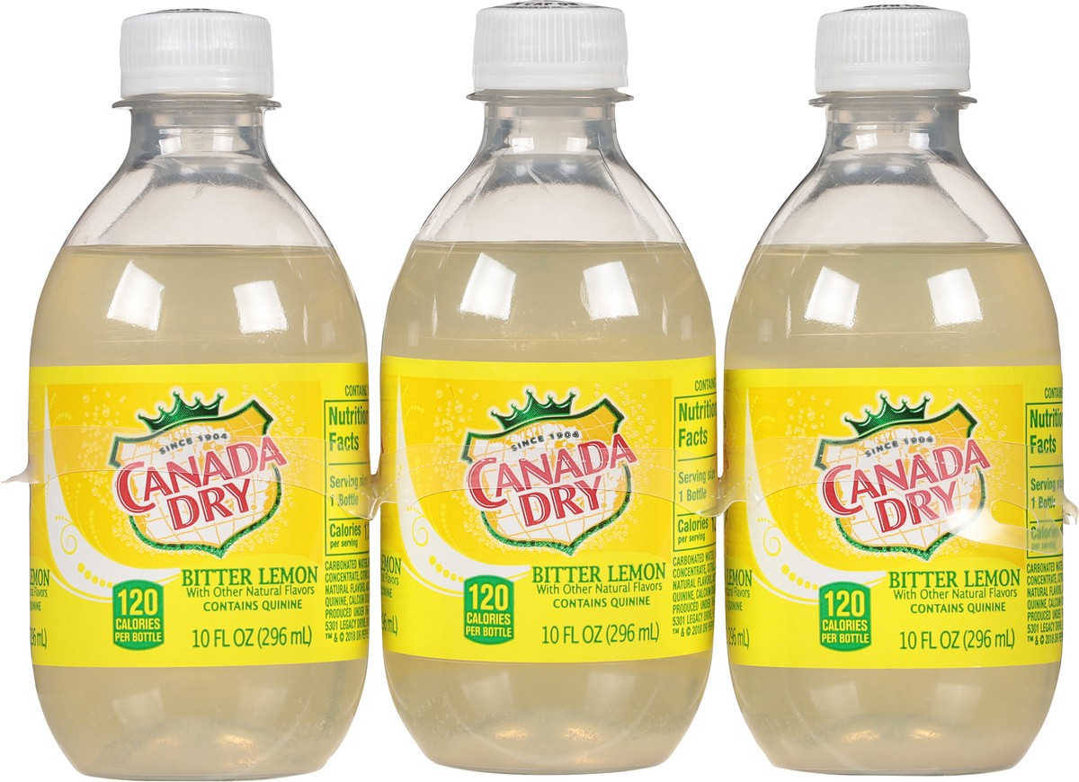 slide 6 of 9, Canada Dry Bitter Lemon Soda, 10 fl oz plastic bottles, 6 pack, 10 oz