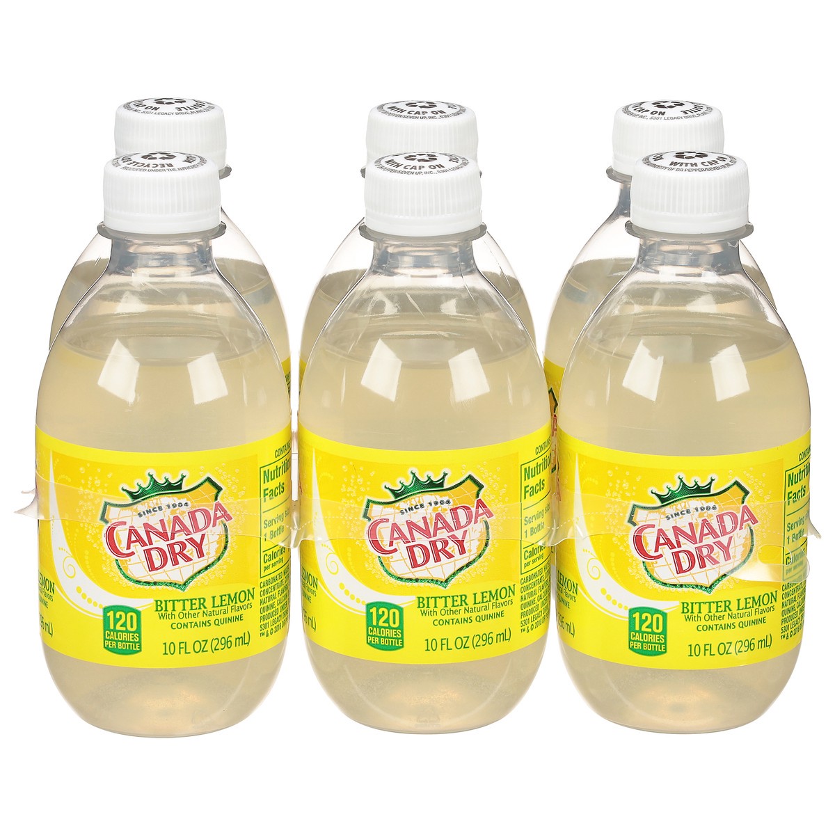 slide 1 of 9, Canada Dry Bitter Lemon Soda, 10 fl oz plastic bottles, 6 pack, 10 oz