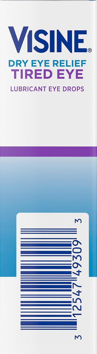 slide 7 of 7, Visine Dry Eye Relief Tired Eye Lubricant Eye Drops, Moisturizing & Soothing Sterile Drops for Irritated, Dry & Tired Eyes Due to Screen Time Irritation, Polyethylene Glycol, 0.5 fl. oz, 0.5 fl oz