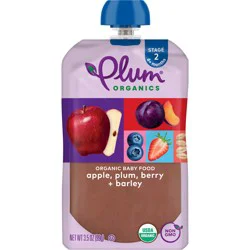 Plum Organics Stage 2 Organic Baby Food Apple, Plum, Berry + Barley 3.5oz Pouch