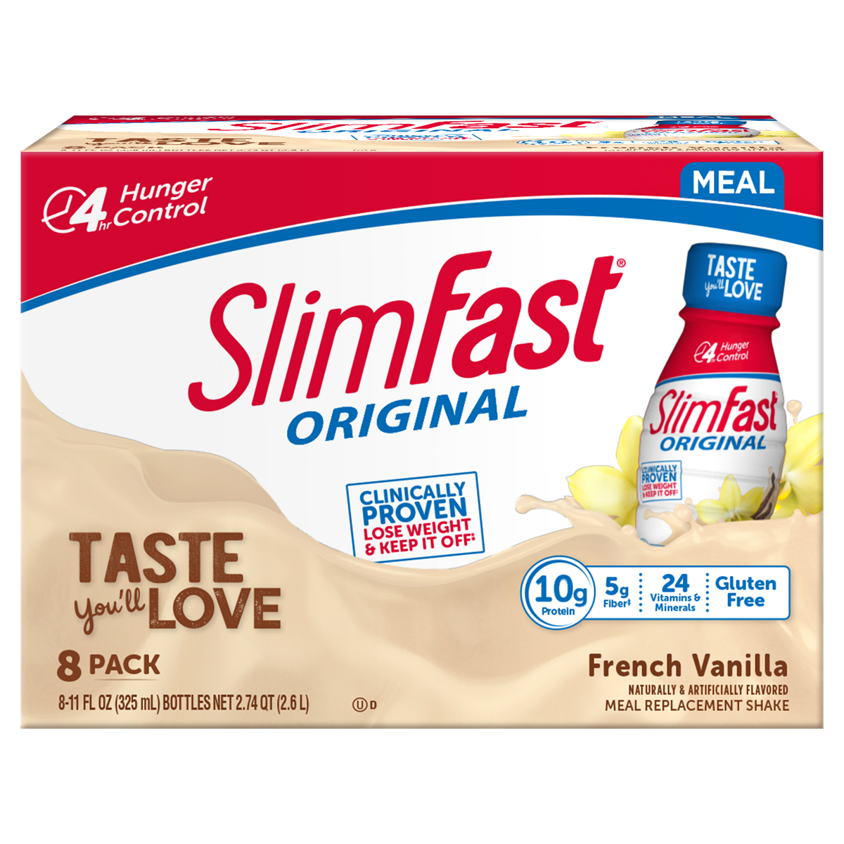 slide 1 of 5, SlimFast Meal Replacement Shakes, French Vanilla - 8 ct, 8 ct