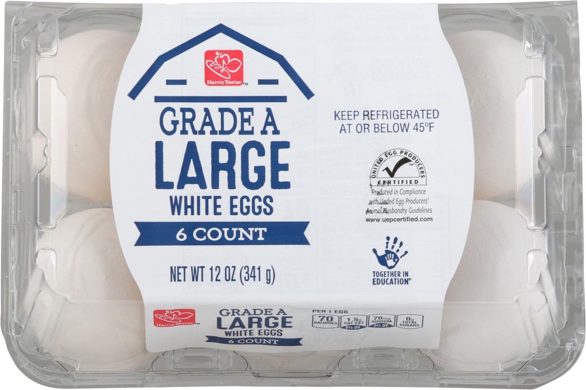 slide 4 of 9, Harris Teeter Grade A Large White Eggs, 6 ct