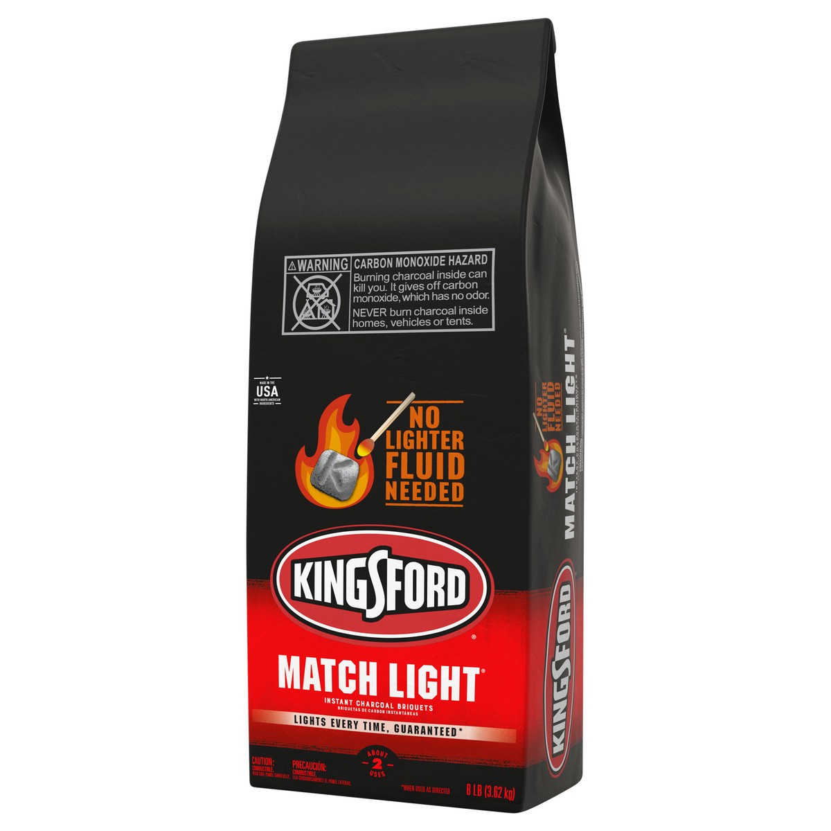 slide 9 of 9, Kingsford Match Light Instant Charcoal Briquettes, BBQ Charcoal for Grilling, 8 Pounds, 8 lb