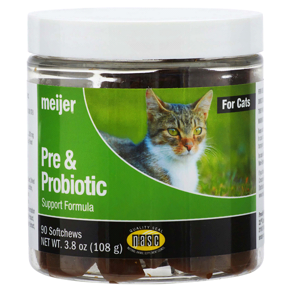 slide 1 of 1, Meijer Pre & Probiotic Support Formula Cat Soft Chews, Chicken Cheese, 90 ct