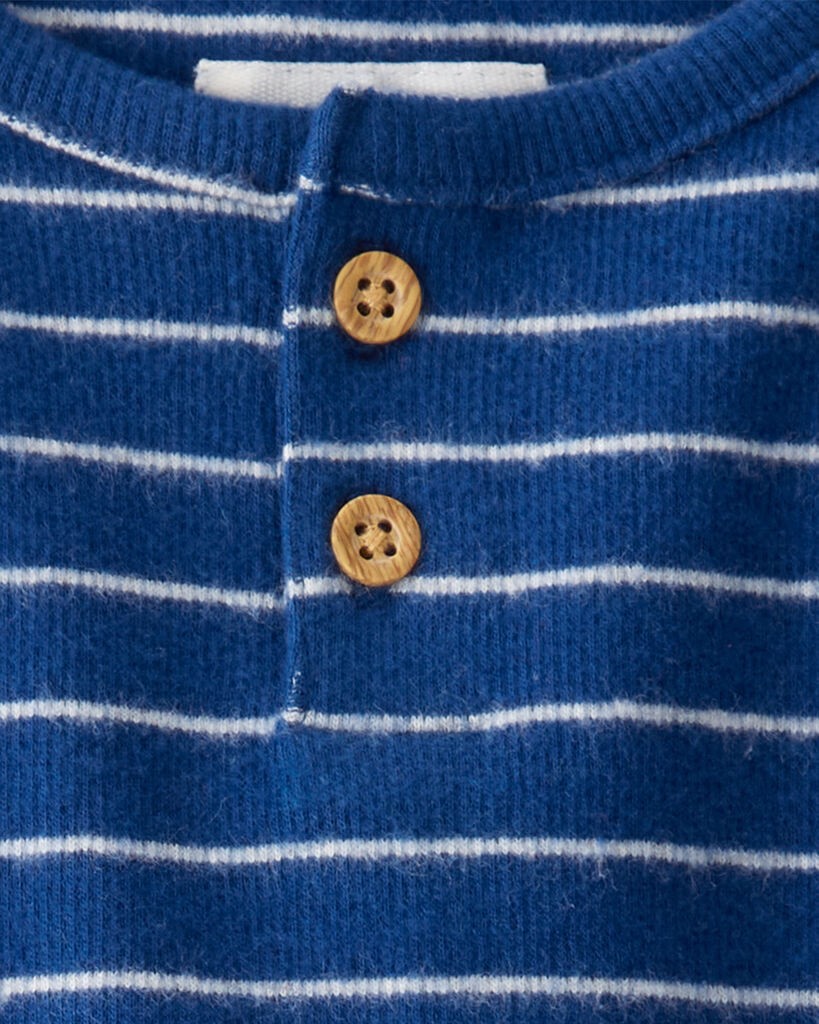 slide 2 of 3, Littleplanet Baby Boy 2-Piece Organic Cotton Striped Set Enchanted Navy 3M, 2 pc