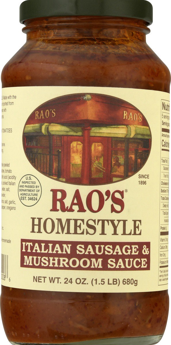 slide 6 of 9, Rao's Homemade Italian Sausage & Mushroom Sauce, 24 oz