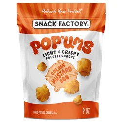 Snack Factory Pop'Ems Golden Mustard BBQ Pretzel Snacks, 9 oz Bag
