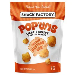 Snack Factory Pop'Ems Golden Mustard BBQ Pretzel Snacks, 9 oz Bag