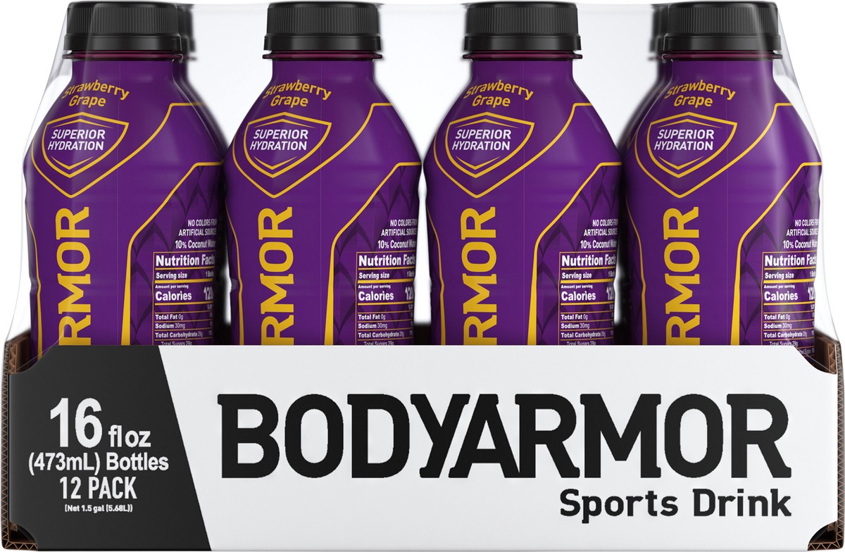 slide 10 of 13, BODYARMOR SuperDrink Strawberry Grape Bottles- 12 ct, 12 ct; 16 oz