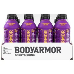 BODYARMOR Sports Drink Strawberry Grape, Coconut Water Hydration, Natural Flavors With Vitamins, Potassium-Packed Electrolytes, 16 fl oz, 12 Pack