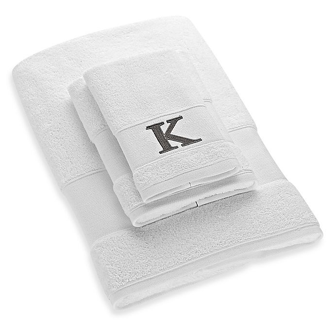 slide 1 of 1, Avanti Silver Block Letter Monogram Letter K'' Turkish Cotton Cuff Hand Towel - White'', 1 ct