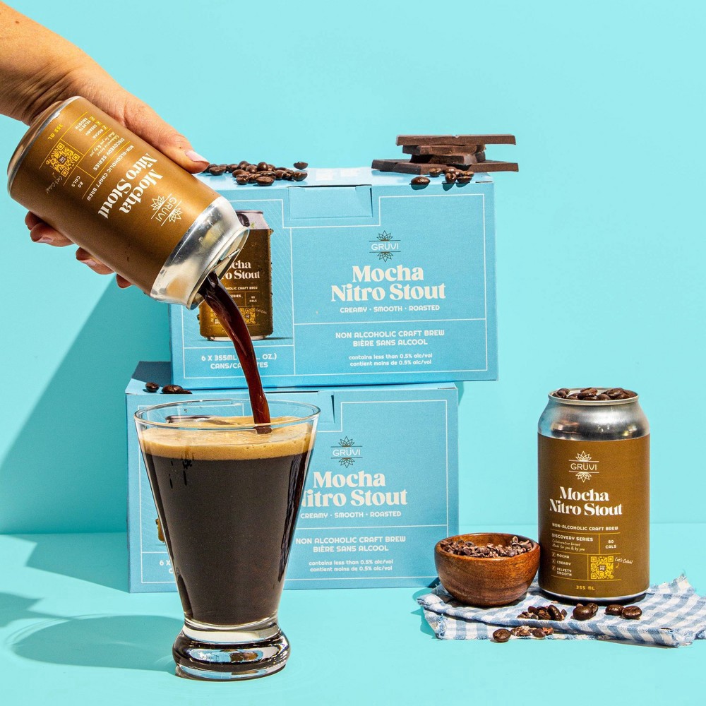 slide 2 of 4, Gruvi Nitra Stout Mocha Beer 6 - 12 oz Can, 1 ct