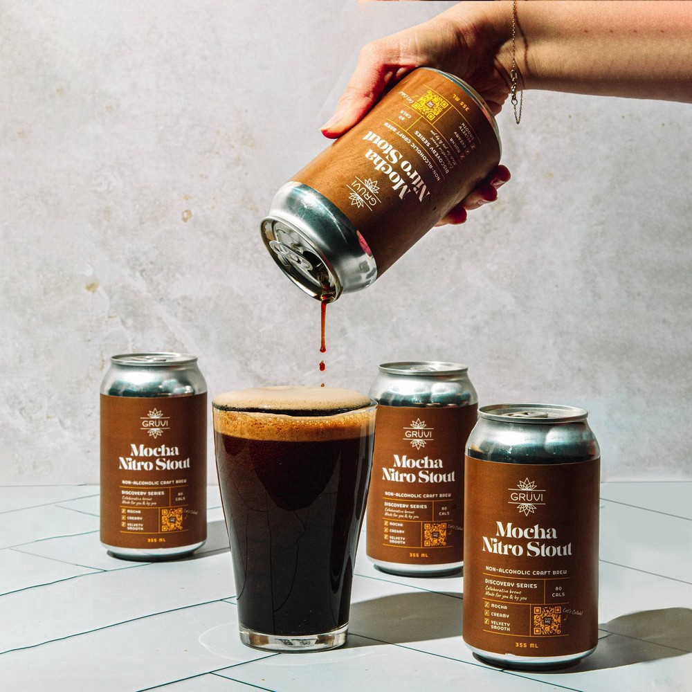 slide 4 of 4, Gruvi Nitra Stout Mocha Beer 6 - 12 oz Can, 1 ct