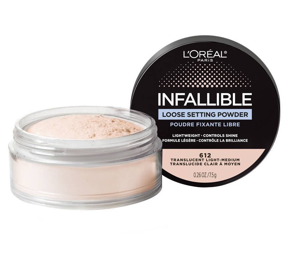 slide 3 of 5, L'Oréal Infallible Translucent Medium-Deep Tinted Loose Setting Powder, 0.28 oz