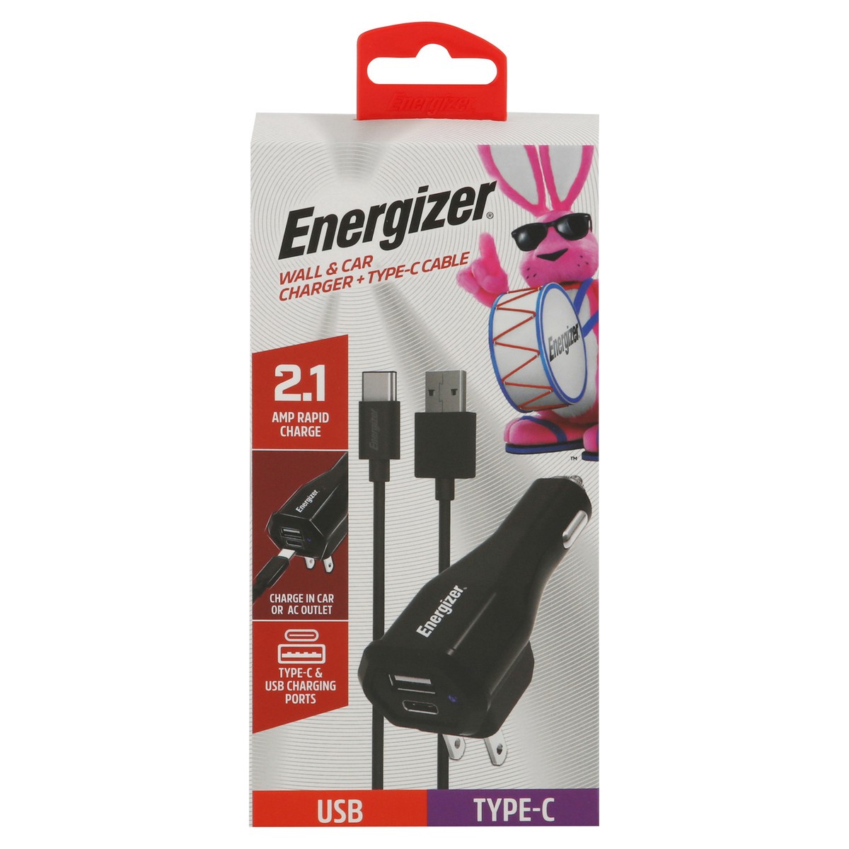 slide 1 of 9, Energizer Wall & Car Charger + USB Cable, Micro, 1 Each, 1 ct