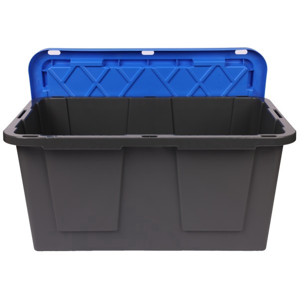slide 3 of 5, GreenMade® Professional Storage Tote With Handles/Snap Lid, 14-3/4""H x 20-1/4""W x 30-1/10""L, Gray/Blue, 1 ct