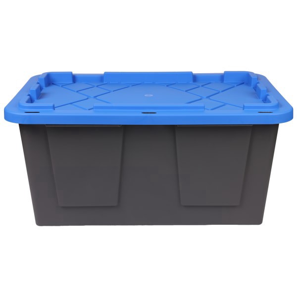 slide 2 of 5, GreenMade® Professional Storage Tote With Handles/Snap Lid, 14-3/4""H x 20-1/4""W x 30-1/10""L, Gray/Blue, 1 ct