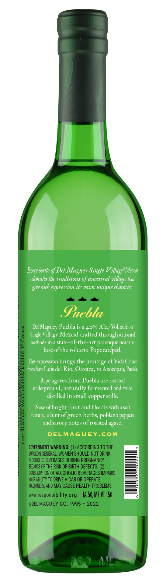 slide 3 of 8, Del Maguey VIDA Puebla Mezcal 750mL, 80 Proof, 750 ml