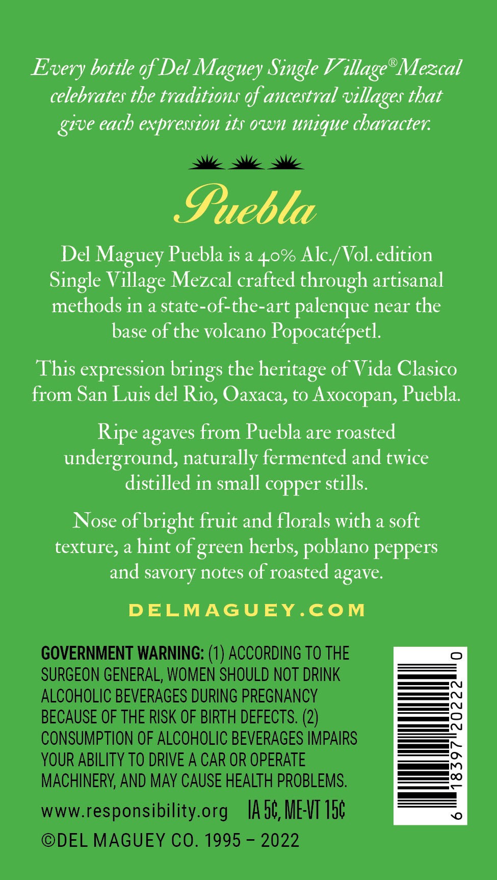 slide 4 of 8, Del Maguey VIDA Puebla Mezcal 750mL, 80 Proof, 750 ml