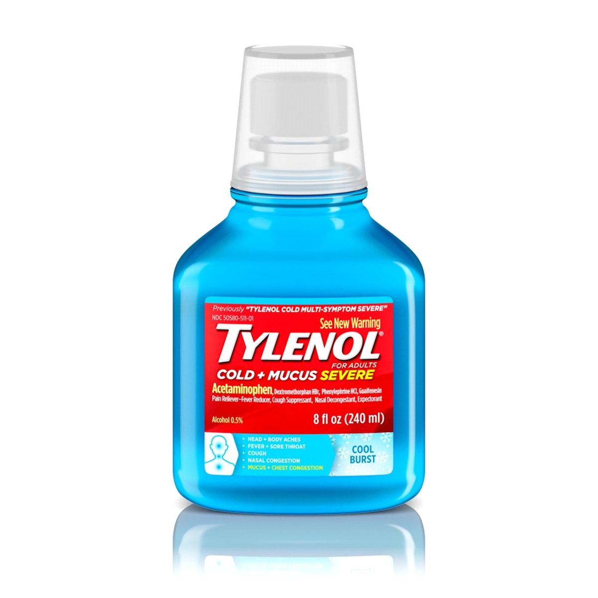 slide 1 of 6, Tylenol Cold Mucus Severe Daytime Cool Burst Liquid, 8 fl oz