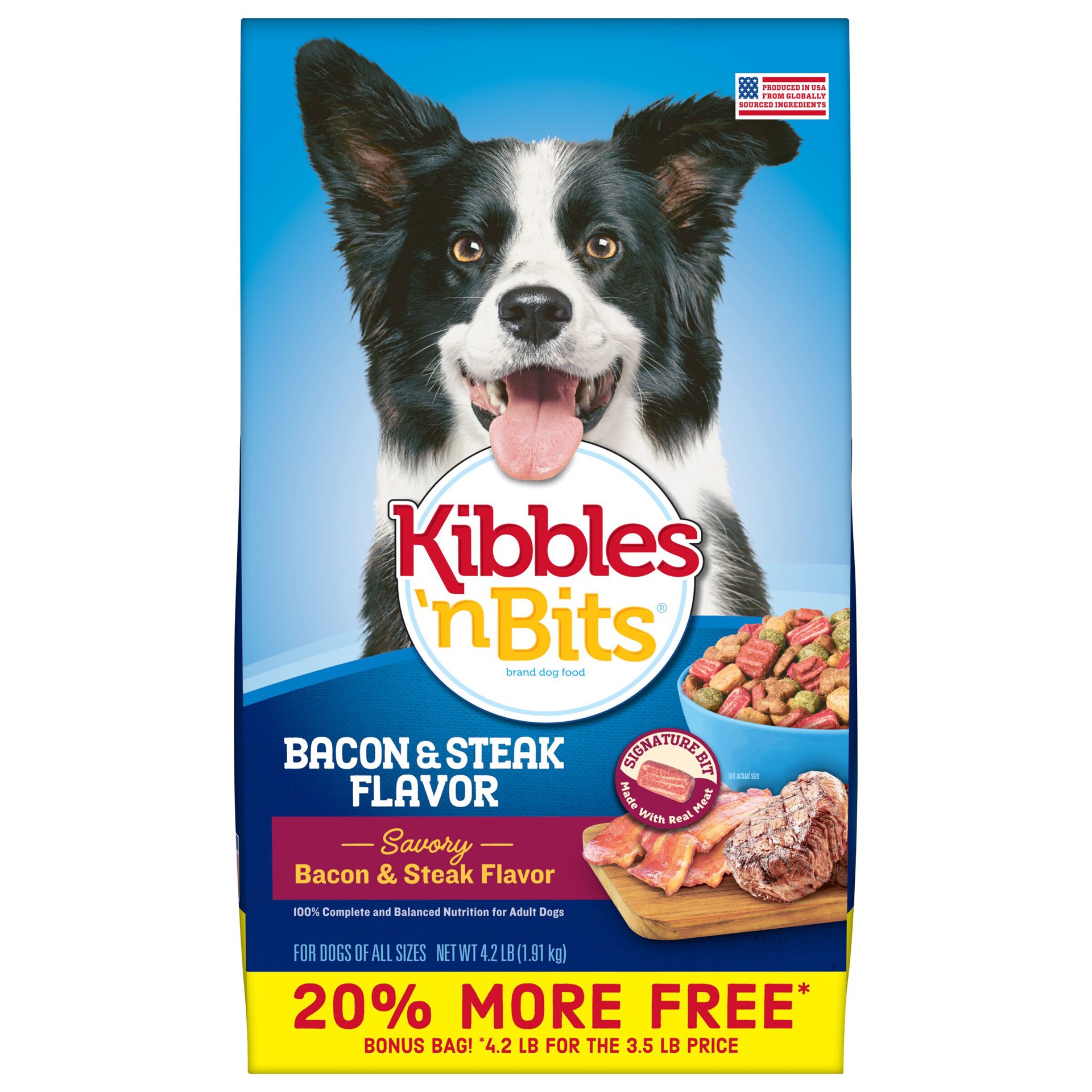 slide 1 of 13, Kibbles 'n Bits Bacon & Steak Flavor Dry Dog Food, 4.2-Pound Bag, 4.2 lb