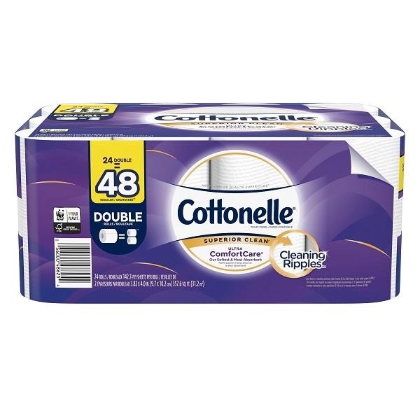 slide 1 of 1, Cottonelle Comfort Double Roll Clean Ripple Toilet Tissue, 24 ct